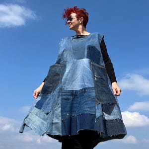upcycled denim dress Raw Hem Button Up Denim Dress – Boho Glam