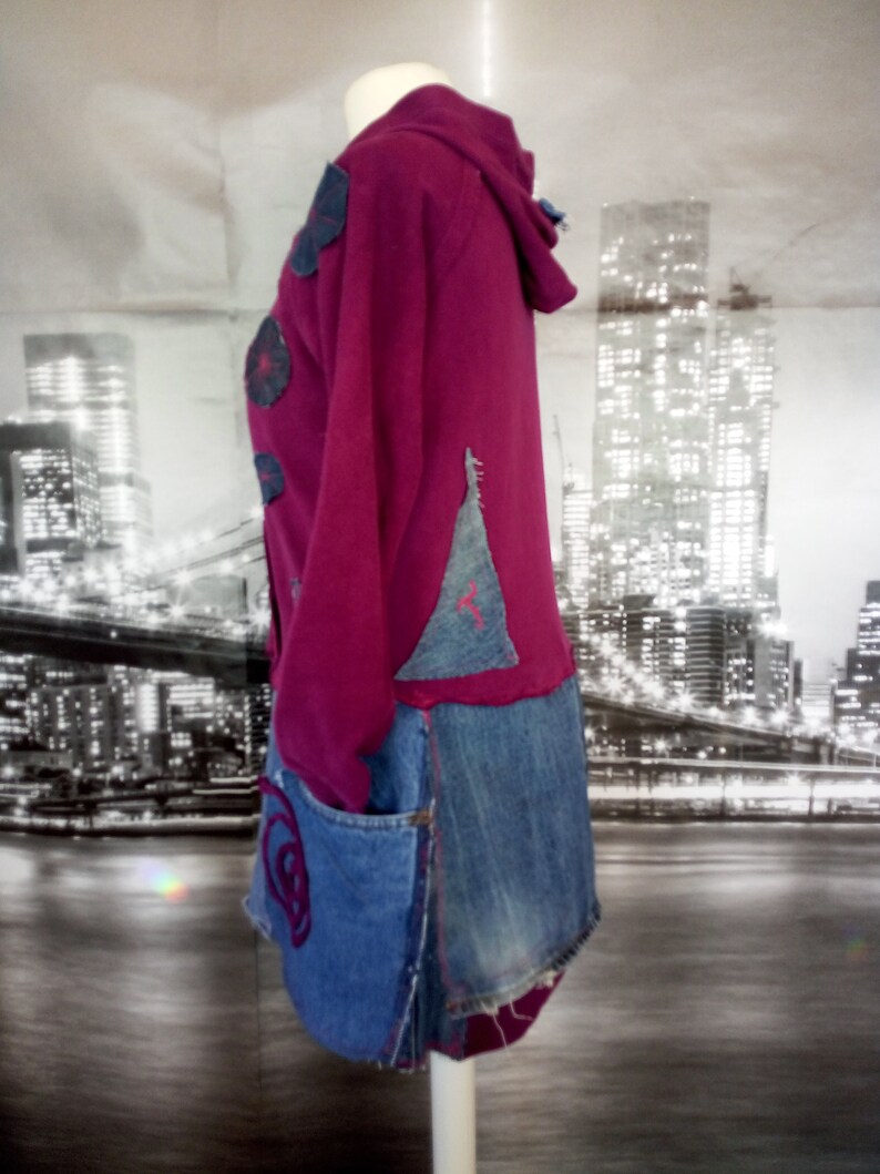Stylish Warm Tunic M-L Majestic Warm Tunic- Shabby Chic Warm Tunic Warm Hooded Tunic Boho Bohemian M L Upcycled Tunic Recycled