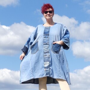 distressed blue jean dress Light Wash Distressed Denim Dress – Rustic Coneflower Boutique main image 1