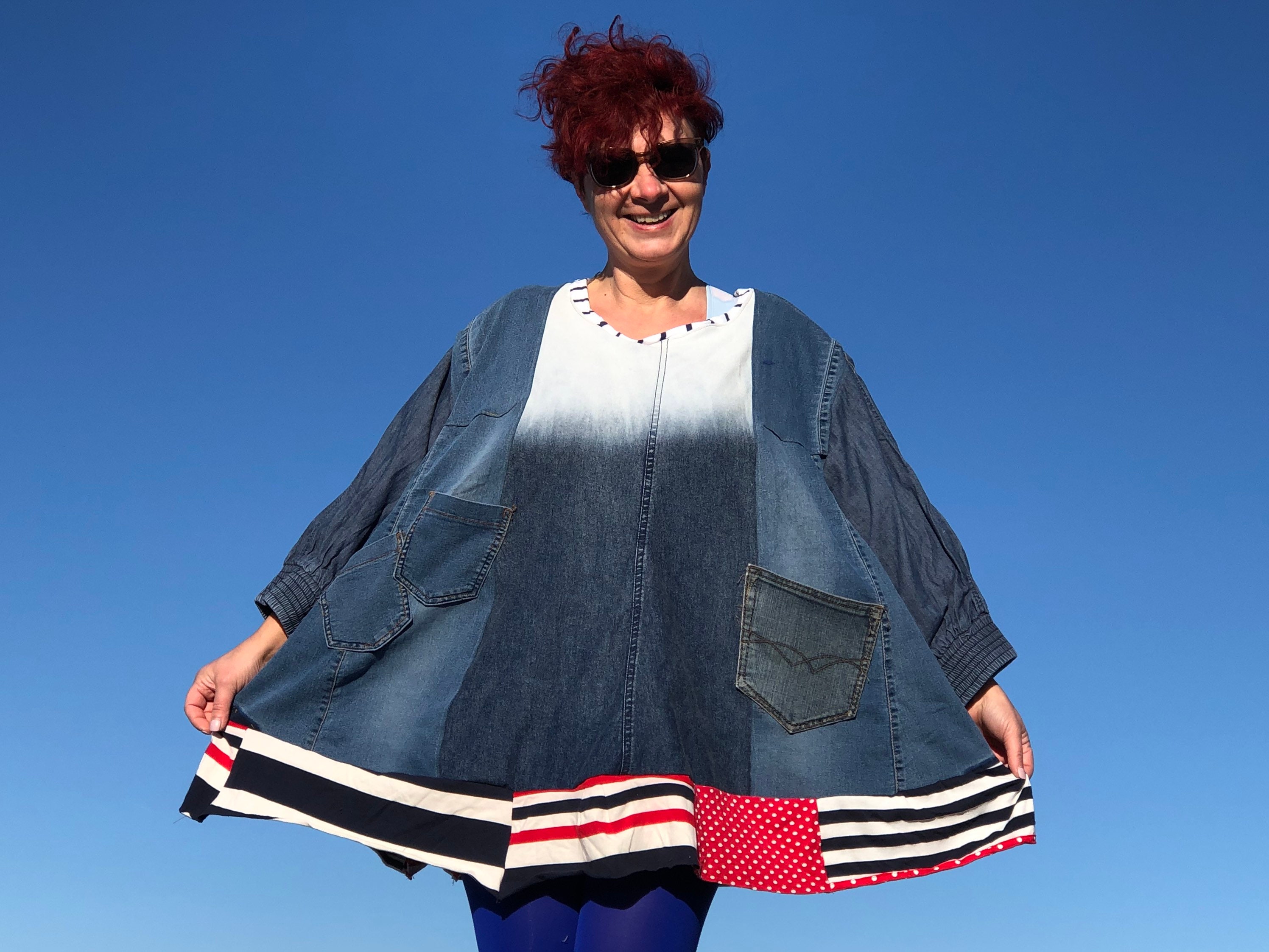 Soft Denim Comfy Tunic Dress Top Unique 