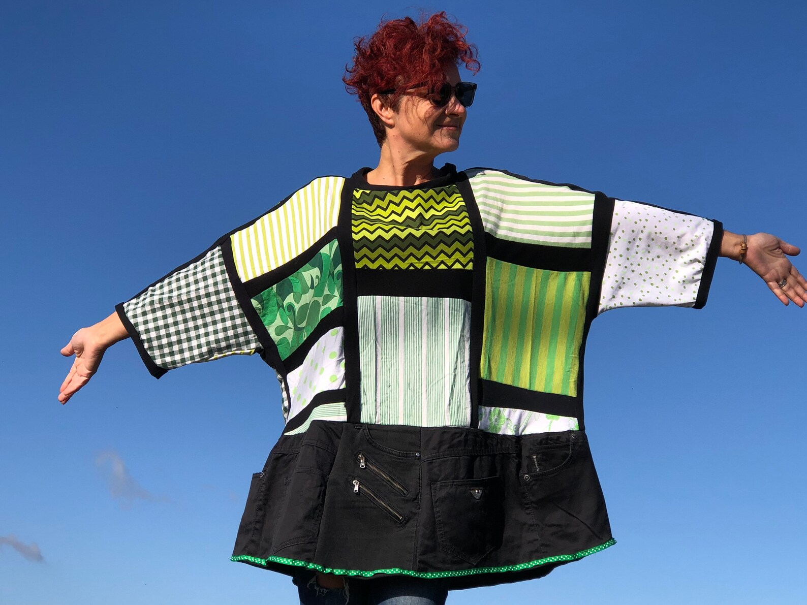 Green & Black Tunic L XL 2X 3X 4X Unique Handmade Womans - Etsy
