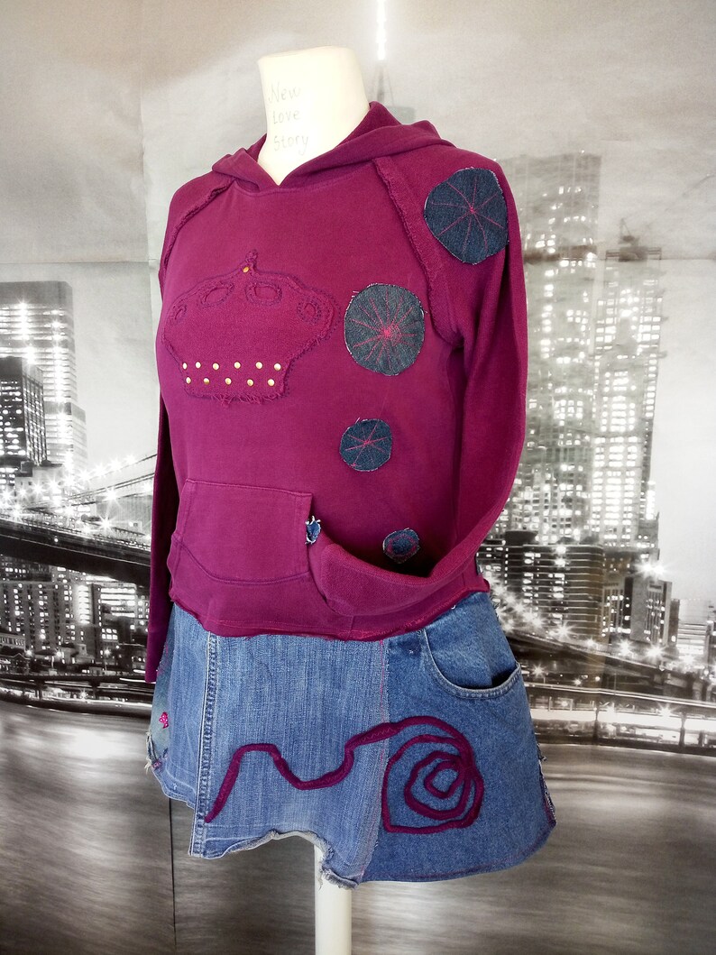 Stylish Warm Tunic M-L Majestic Warm Tunic- Shabby Chic Warm Tunic Warm Hooded Tunic Boho Bohemian M L Upcycled Tunic Recycled