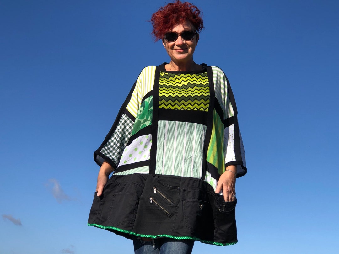 Green & Black Tunic L XL 2X 3X 4X Unique Handmade Womans - Etsy