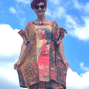 Patchwork Plus Size-klänning: Handgjord bohemisk konst att bära