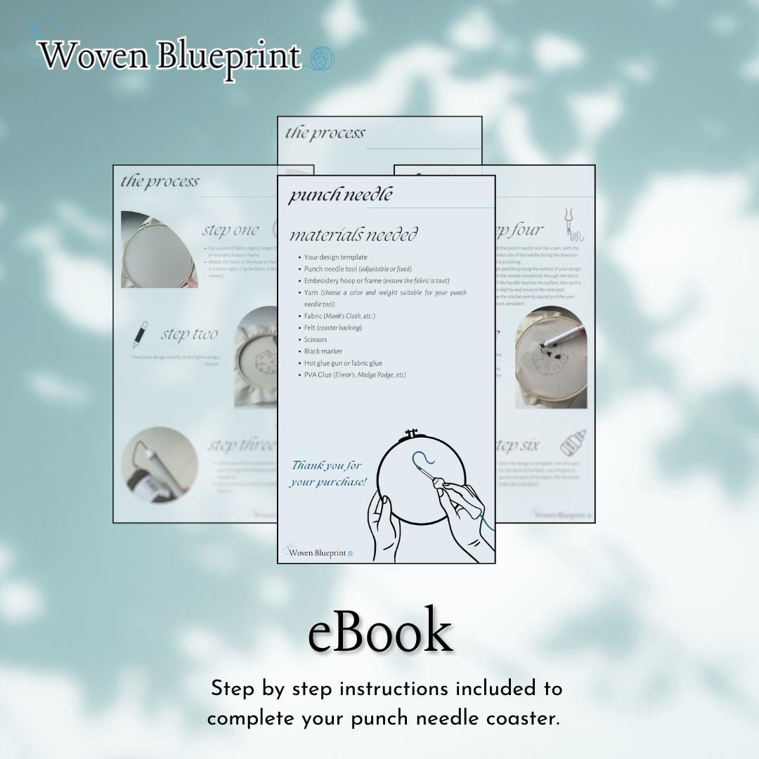 Blue Cow Pink Cute Animal Mug Rug, Cow Punch Needle Pattern, PDF ...