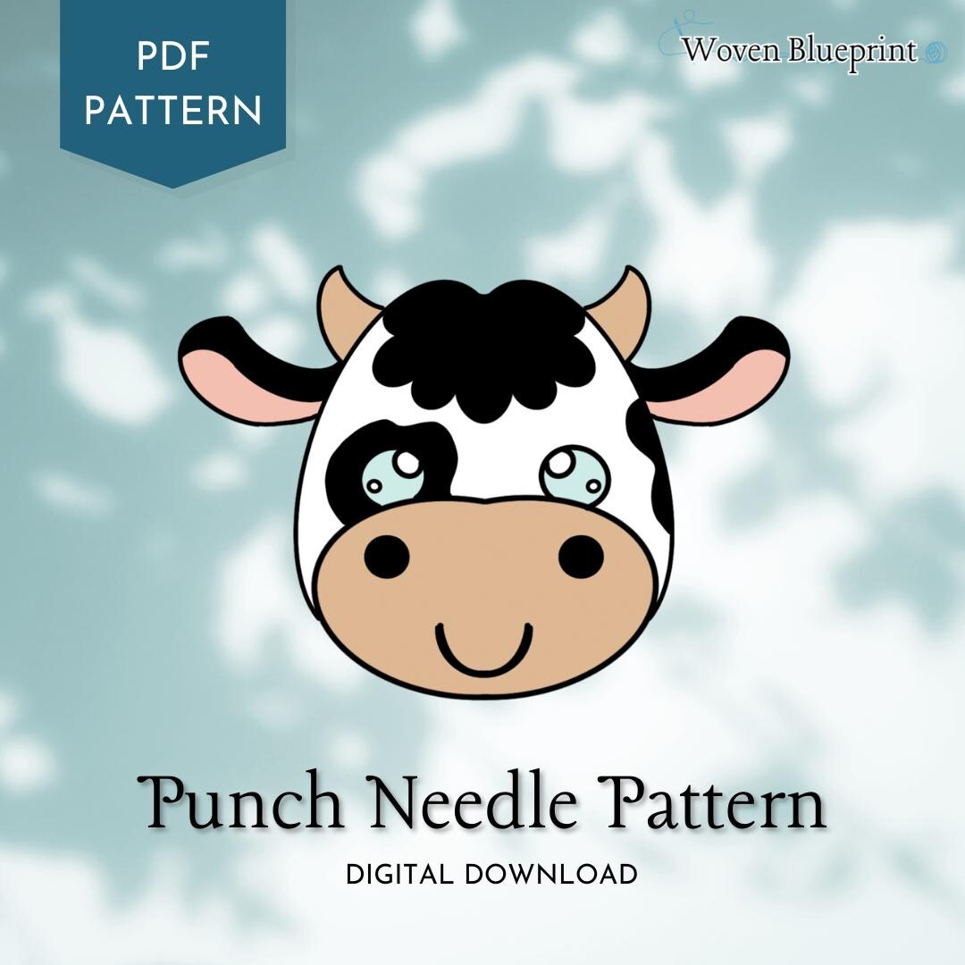 Cow Cute Animal Mug Rug, Cow Punch Needle Pattern, PDF Beginner ...