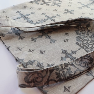 NEW! Linen Tote Bag with Original Print - Made in Latvia - 100% Linen