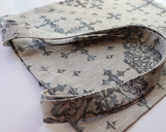 NEW! Linen Tote Bag with Original Print - Made in Latvia - 100% Linen