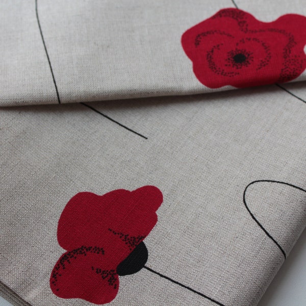 Set of Two Linen Kitchen Towels "Linen Poppies"