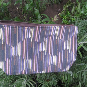 Linen Cosmetic Bag Purple & Abstract - Cosmetic Storage - Made in Latvia