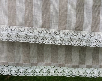 Striped Linen Towel with White OR Light Brown Linen Lace (choose the option you like)