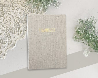 Family book linen | A5 | golden lettering | hidden book screws