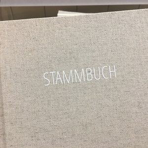 Stammbuch Leinen A5 weiße Schrift schlicht versteckte Buchschrauben Bild 2