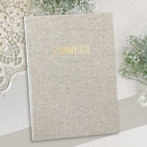 Family book linen | A4 | golden lettering | hidden book screws