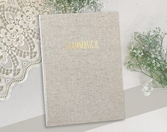 Family book linen | A4 | golden font | hidden book screws