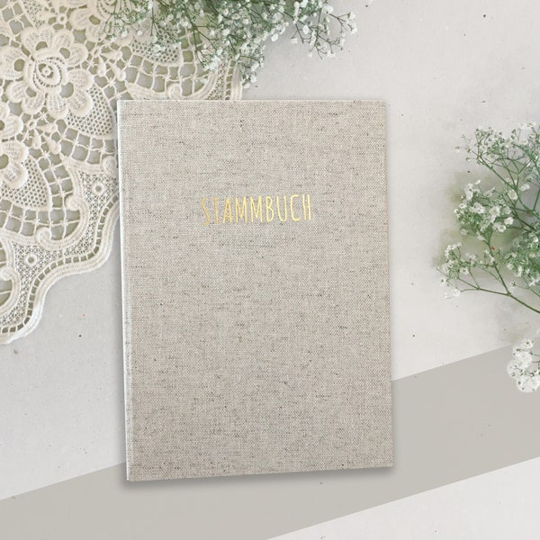 Stammbuch | Natur + Gold | A5 mit 6-Ring-Mechanik | für 13x20 klassisches Format UND A5 Urkunden