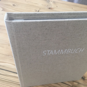 Stammbuch Leinen A5 weiße Schrift schlicht versteckte Buchschrauben Bild 4