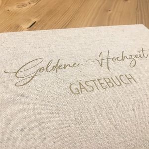 Gästebuch | Leinen Natur | goldene Hochzeit | Buch für Hochzeit Geburtstag Taufe Kommunion Willkommensfeier