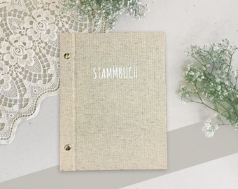 Family book linen natural | A5 | white font