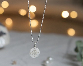 Find your True North, delicate silver necklace