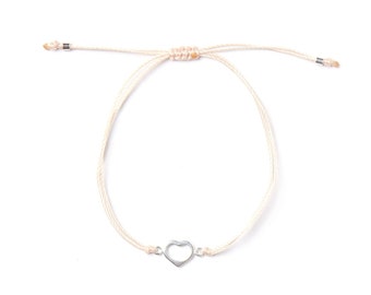 Aime, delicate heart bracelet, real silver handmade with love in Montreal