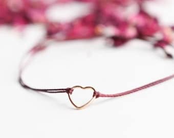 Delicate real silver heart bracelet handmade in Montreal