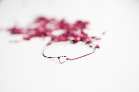 Delicate real silver heart bracelet handmade in Montreal