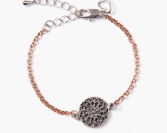 Stainless steel bracelet with dream catcher charm handmade in Montreal