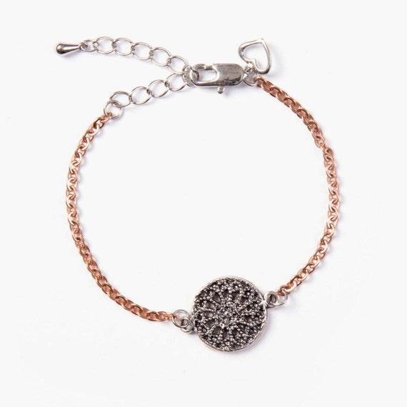 Stainless steel bracelet with dream catcher charm handmade in Montreal