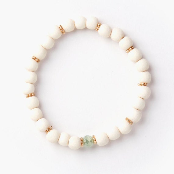 Sand beach wood beads bracelet handmade with love in Montreal