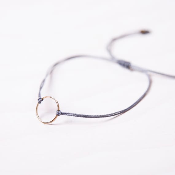 Delicate ring bracelet on a nylon thread handmade in Montreal