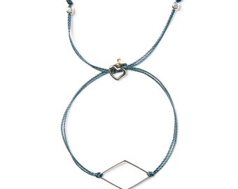 Diamond silver-plated bracelet on a nylon thread handmade in Montreal
