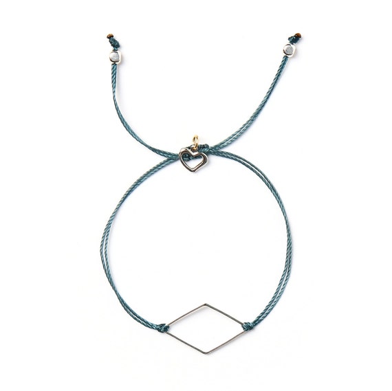 Diamond silver-plated bracelet on a nylon thread handmade in Montreal