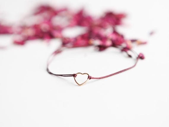 Delicate real silver heart bracelet handmade in Montreal