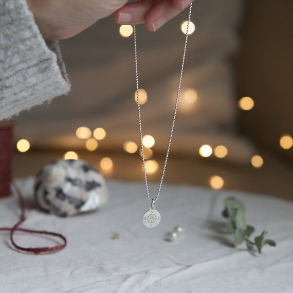 Find your True North, delicate silver necklace