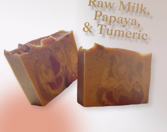 Raw Milk Kefir, Papaya, and Tumeric Acne Bar Handmade Soap. /{unscented}Net wt 4.5oz