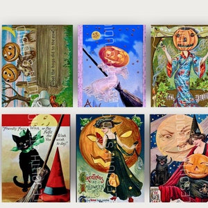 vintage HALLOWEEN Postkarten*1900er*Junk Journals*Sofortdownload *DIGITAL*Kürbisse*Hexen*schwarze Katzen*Karten machen*Ephemera*Clip Art*