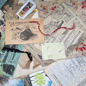 PAQUETE DE PAPEL EFÍMERO, diario basura, papel antiguo, páginas de libros antiguos, imágenes antiguas, papel de seda, cinta, troqueles, páginas de libros franceses, encaje
