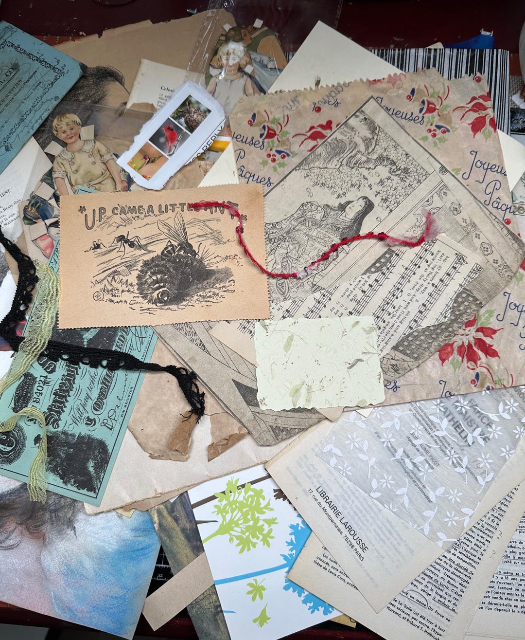 Ephemera Paper Pack: 100+ Vintage Book Pages, Lace, Ribbon & Die Cuts ...