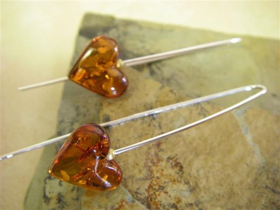 Amber Heart Earrings - image 2
