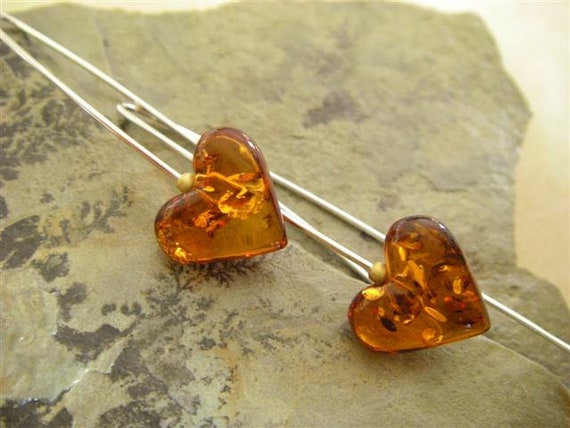Amber Heart Earrings - image 1