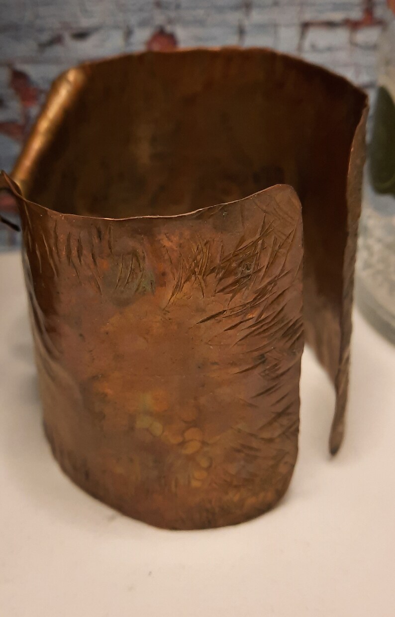 Torn Copper Cuff Brutalist Cuff Bracelet Fire painted Copper