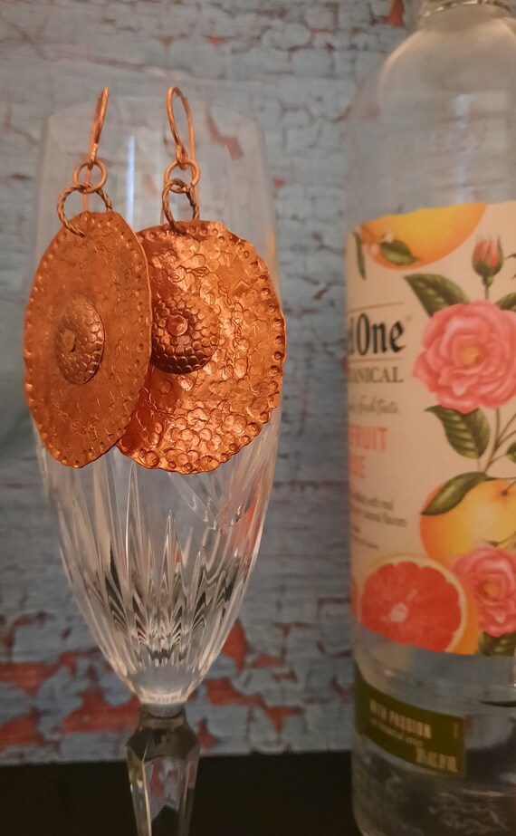 Copper Hammered Earrings