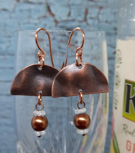 Copper half-moon statement earrings