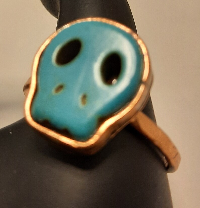 Turquoise Skull Ring in Copper Size 12 1/2 Etsy