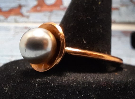 Copper Pearl Ring Size 9