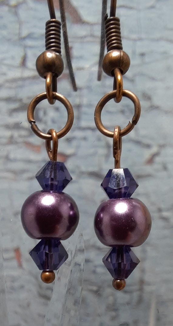 Petite Mauve Pearl and Crystal Earrings