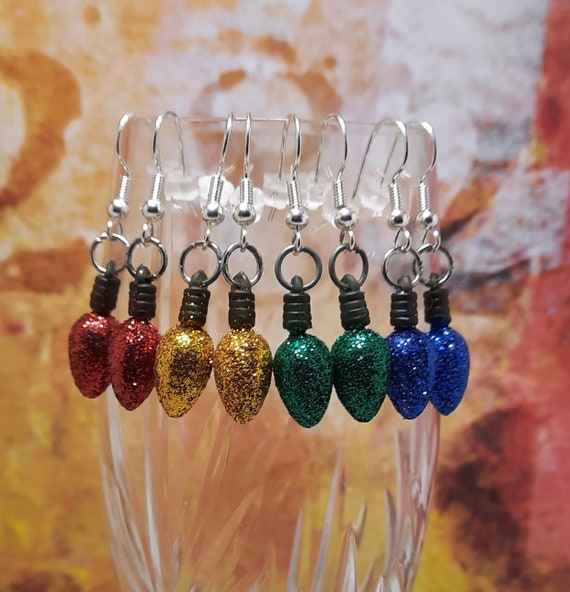 Tiny Sparkly Bulbs - Sugar Plums Christmas Earrings