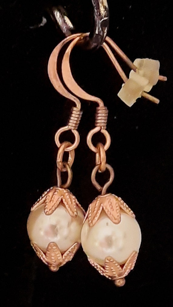 Petite Pearls on Copper Earrings