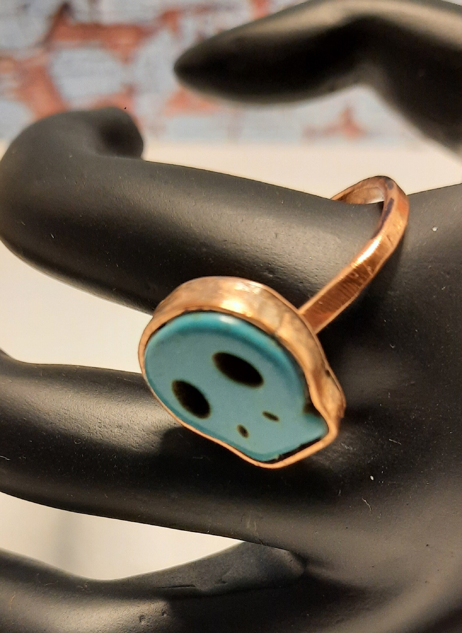 Turquoise Skull Ring in Copper Size 12 1/2 Etsy